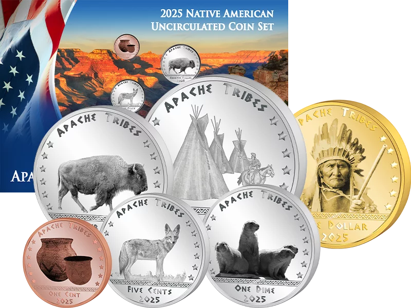 1 Cent - 1 Dollar Native American Kursmünzensatz der Apachen 2025