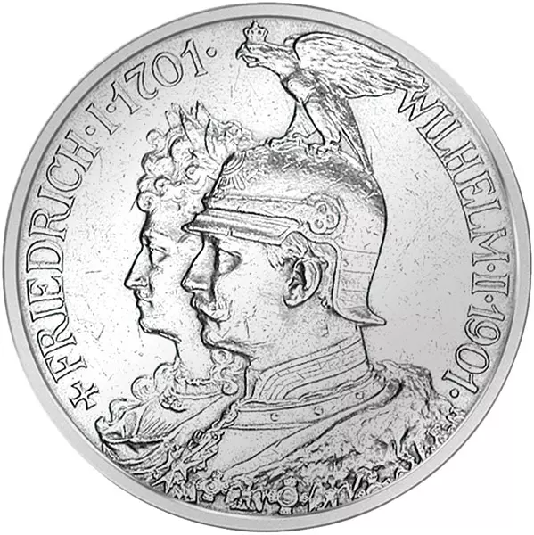 2 Mark Preußen 200 Jahre Königreich Preußen 1901 vorzüglich 2 Mark Preußen 200 Jahre Königreich Preußen 1901 vorzüglich