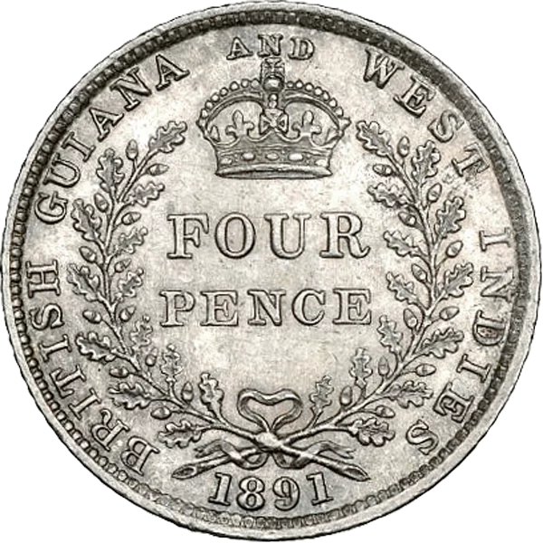 4 Pence Britisch-Guyana und West-Indien Königin Victoria 1891, 1894, 1900-1901