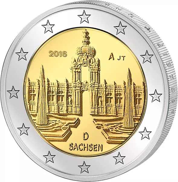 2 Euro BRD Sachsen Dresdner Zwinger 2016 prägefrisch