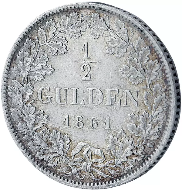 1/2 Gulden Baden Großherzog Friedrich I. 1860-1865