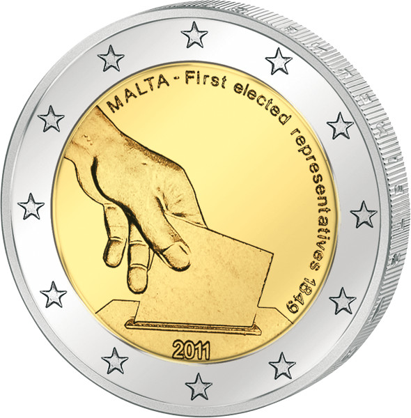 Vorderseite 2 Euro Malta Verfassungsgeschichte 2011 prägefrisch