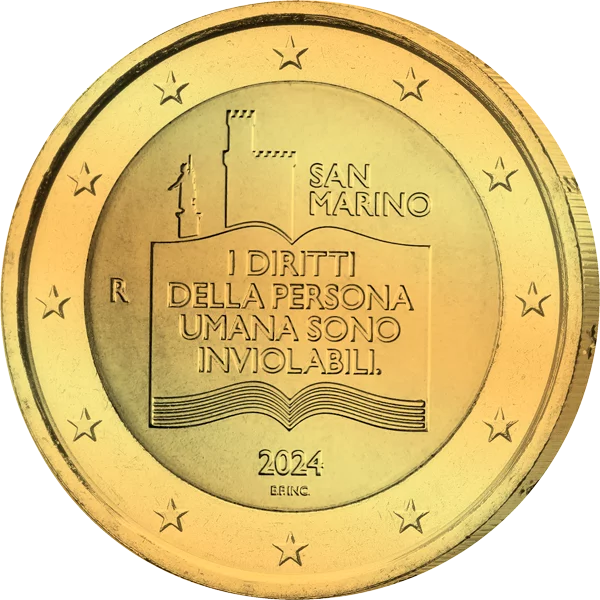 2 Euro San Marino 50 Jahre Erklärung der Bürgerrechte und der Grundprinzipien des Rechtssystems 2024