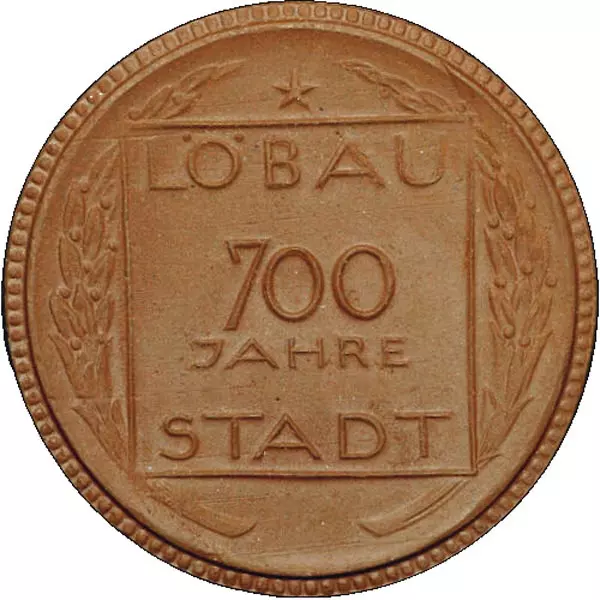 Porzellanmedaille Löbau (Sachsen) Auf die 700 Jahrfeier der Stadt 1921