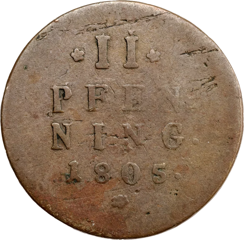 2 Pfennige Bayern Kurfürst Maximilian IV. Joseph 1799 - 1805