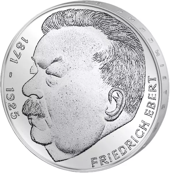 5 DM Münze BRD 50. Todestag Friedrich Ebert 1975 Stempelglanz