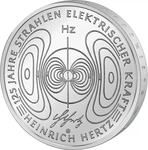 10 Euro BRD Heinrich Hertz 125 Jahre Strahlen elektrischer Kraft 2013 Stempelglanz