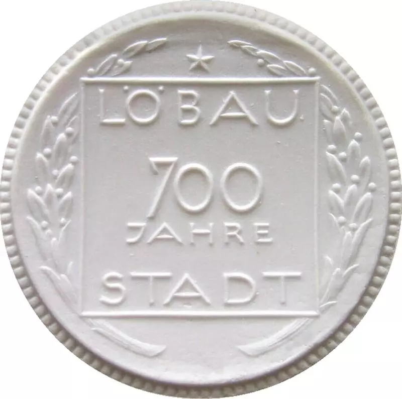 Porzellanmedaille Löbau (Sachsen) Auf die 700 Jahrfeier der Stadt