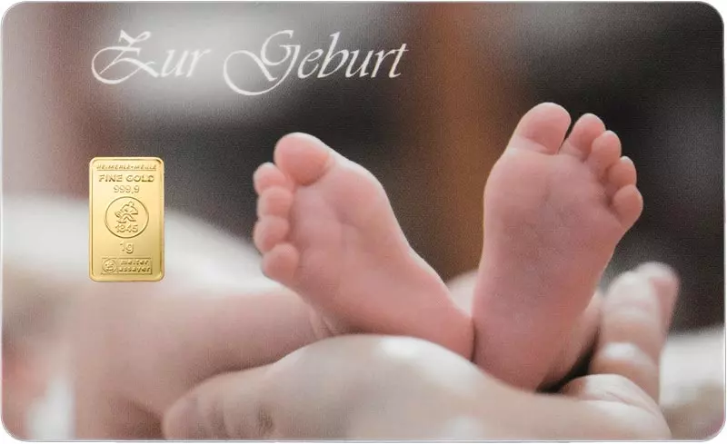 1 Gramm Gold Heimerle & Meule Finecard - Zur Geburt
