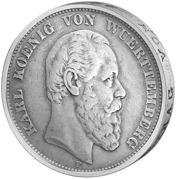 5 Mark Württemberg König Karl 1874-1888 5 Mark Württemberg König Karl 1874-1888
