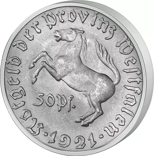 50 Pfennig Westfalen vom Stein / Westfalenroß 1921 Sehr schön 50 Pfennig Westfalen vom Stein / Westfalenroß 1921 Sehr schön