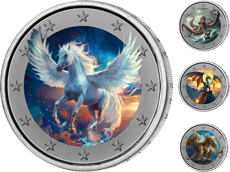 Kollektion: 2-Euro-Gedenkmünzen als kolorierte Künstlerausgaben - Fantasy