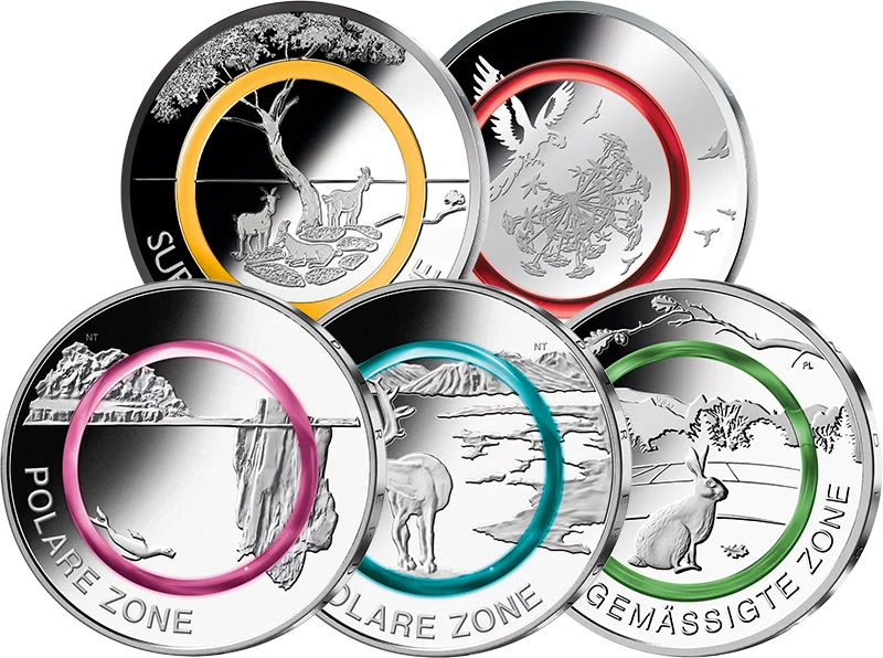 Set 5 x 5 Euro BRD Klimazonen der Erde 2017-2021