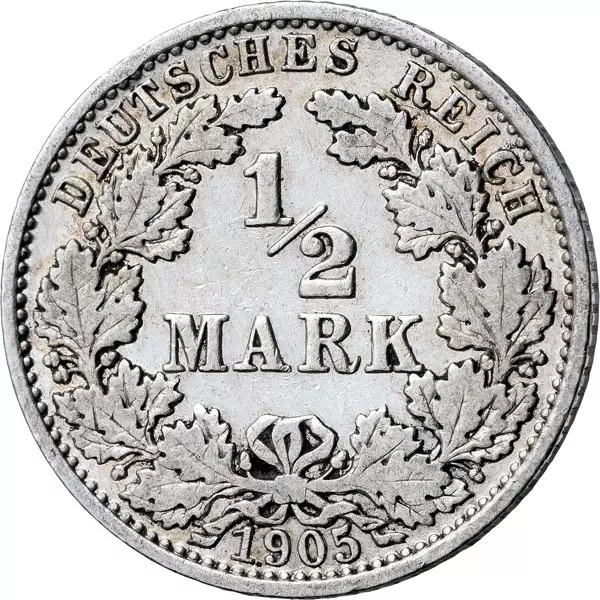 1/2 Mark Deutsches Kaiserreich - Großer Adler 1905-1919 sehr schön