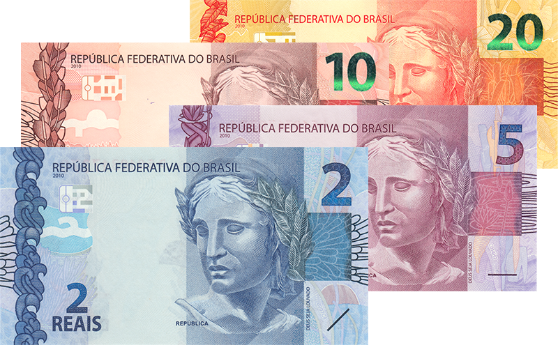 2, 5, 10 und 20 Reais Brasilien Banknoten 2012-2024