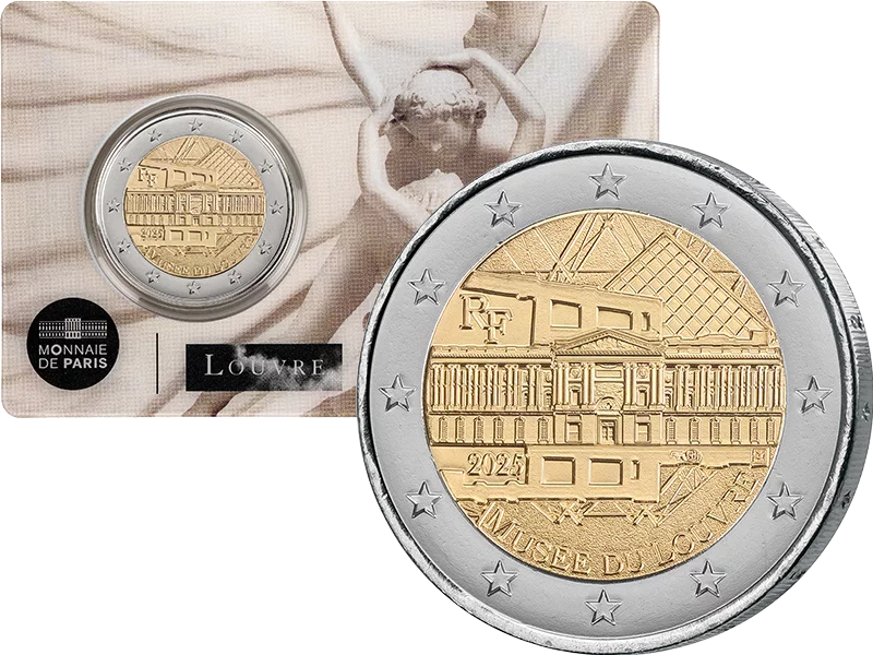 2 Euro Frankreich Louvre-Museum 2025 in der Coin Card Amor und Psyche