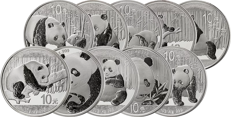 10 x 10 Yuan China Panda 2010 - 2019