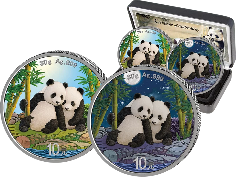 2 x Silber-Ausgabe China Panda Day & Night 2026