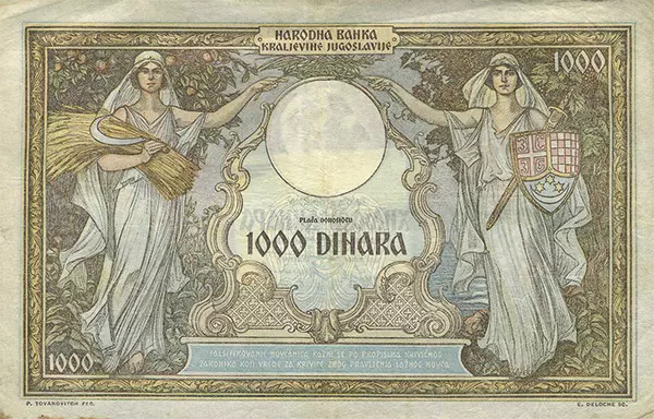 1.000 Dinara Königreich Jugoslawien Königin Maria von Hohenzollern-Sigmaringen 1931