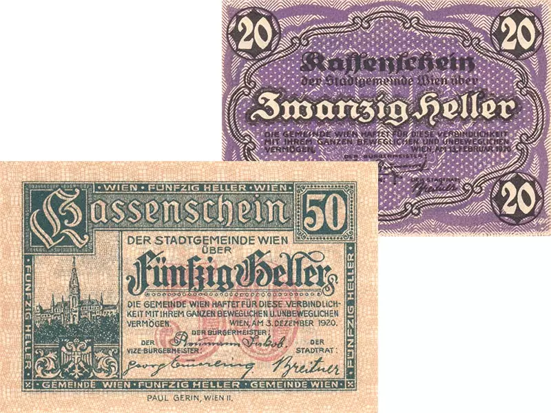 2er-Set 20 und 50 Heller Österreich Kassenscheine (Notgeldscheine) 2er-Set 20 und 50 Heller Österreich Kassenscheine (Notgeldscheine)