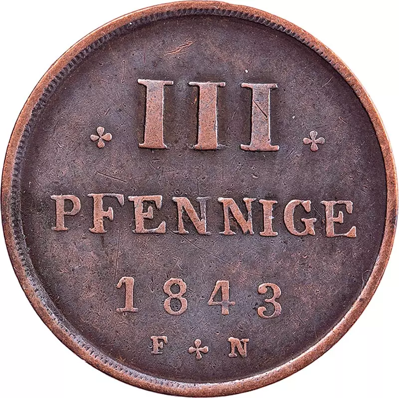 3 Pfennige Mecklenburg-Strelitz Großherzog Georg  1832, 1843 und 1847-1848