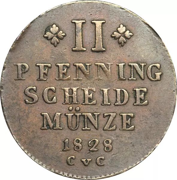 2 Pfenning Braunschweig Herzog Karl 1824-1830