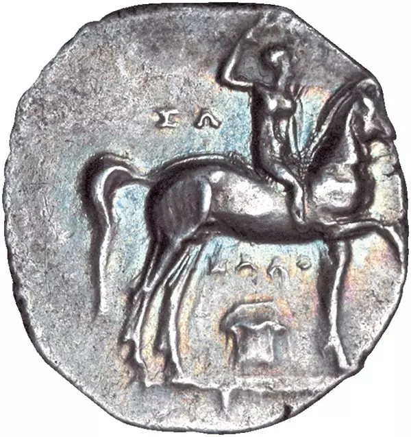 Didrachme Taras in Kalabrien Sohn des Poseidon 250 v. Chr.