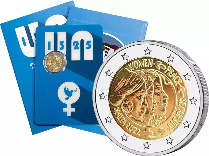 2 Euro Malta Resolution des UN-Sicherheitsrats zu Frieden und Sicherheit für Frauen 2022