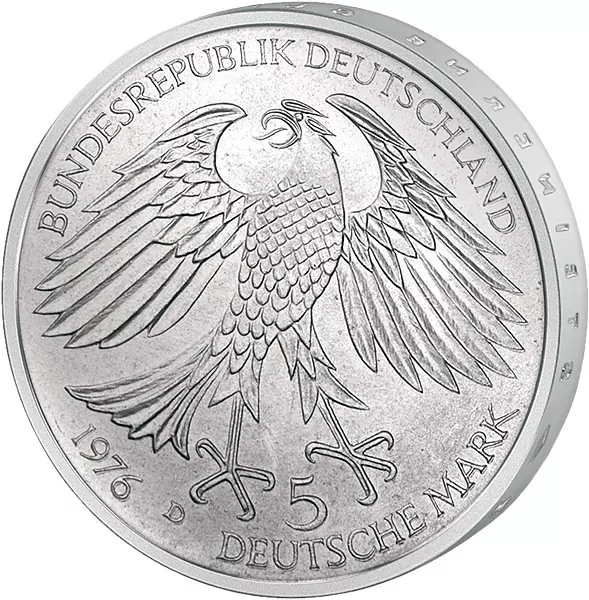 5 DM Münze BRD Hans Jakob Christoph von Grimmelshausen 1976 stempelglanz 5 DM Münze BRD Hans Jakob Christoph von Grimmelshausen 1976 stempelglanz