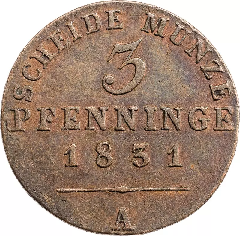 3 Pfennig Brandenburg-Preußen König Friedrich Wilhelm III. 1821 - 1840