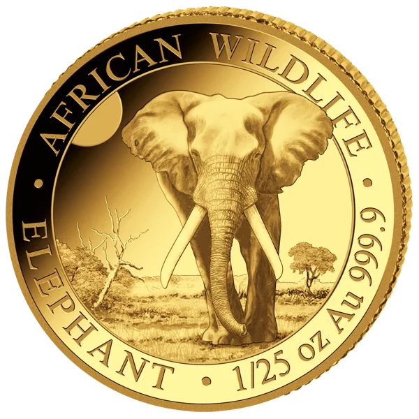1/25 Unze Gold Somalia African Wildlife - Elefant 2025