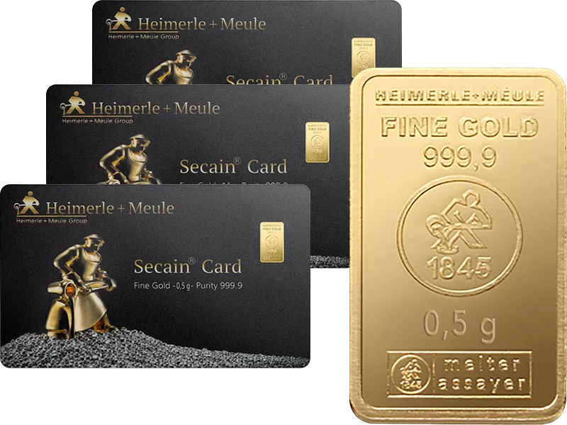 3 x 0,5 Gramm Gold Heimerle & Meule Secain Card