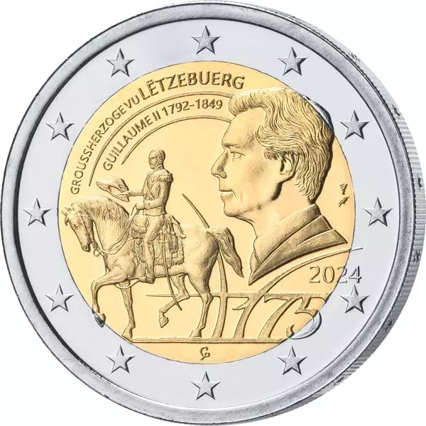2 Euro Luxemburg 175. Todestag Großherzog Guilaume II. 2024 in Coin Card
