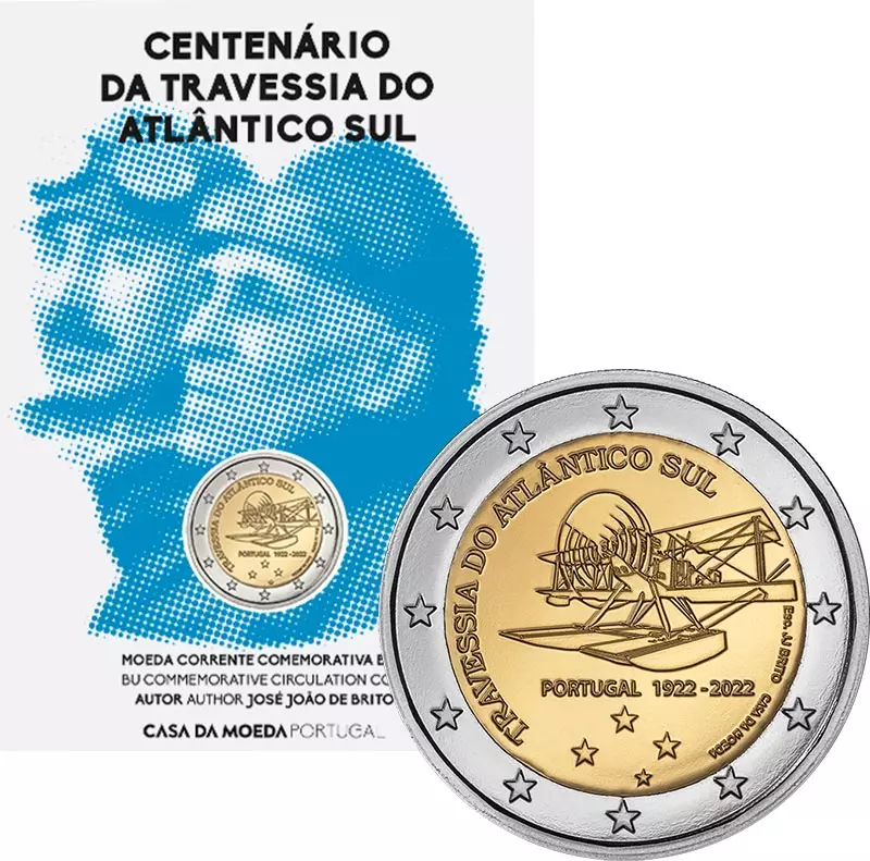 2 Euro Portugal 100 Jahre Erstüberquerung Atlantik 2022