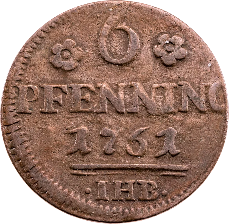 6 Pfennig Freie Hansestadt Rostock 1760 - 1761