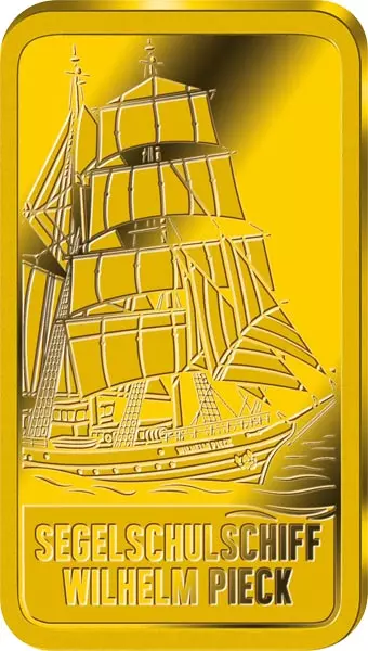 Goldbarren 40 Jahre DDR - Schiff Wilhelm Pieck
