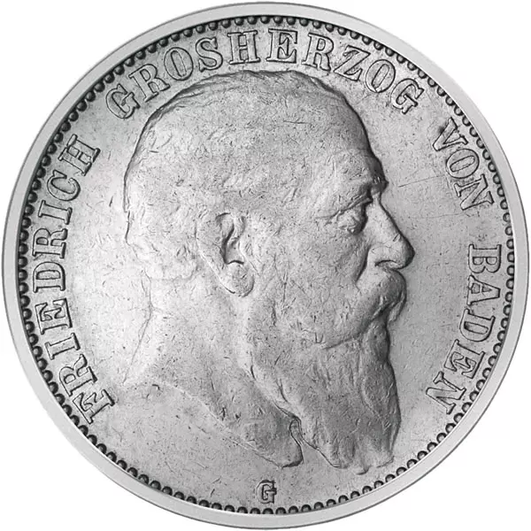 2 Mark Deutsches Kaiserreich Baden Großherzog Friedrich I. 1902-1907 sehr schön 2 Mark Deutsches Kaiserreich Baden Großherzog Friedrich I. 1902-1907 sehr schön
