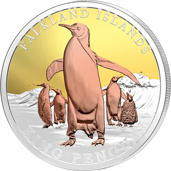 5 Pounds Falkland King Penguin 2025 Triple Gold Edition 5 Pounds Falkland King Penguin 2025 Triple Gold Edition