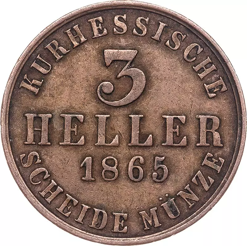3 Heller Hessen-Kassel Kurfürst Friedrich Wilhelm I. 1848 - 1866