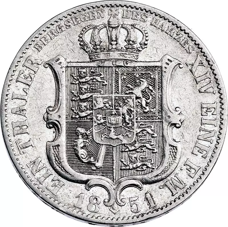 Ausbeutetaler Hannover König Ernst August 1850-1851