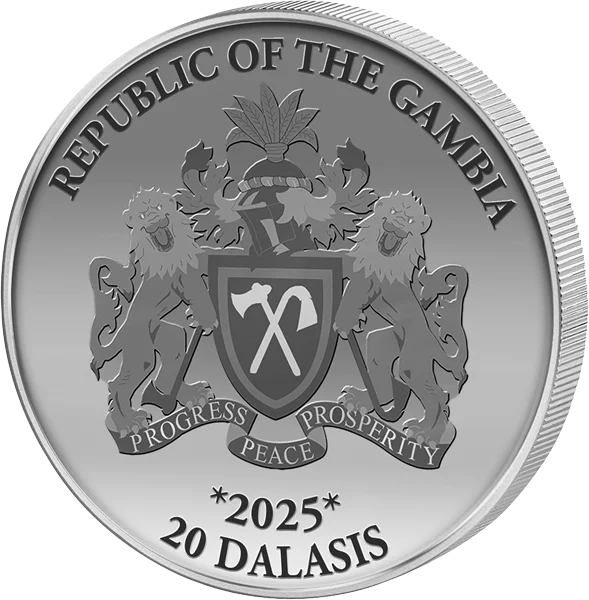 20 Dalasis Gambia Elephants Silver Coin 2025
