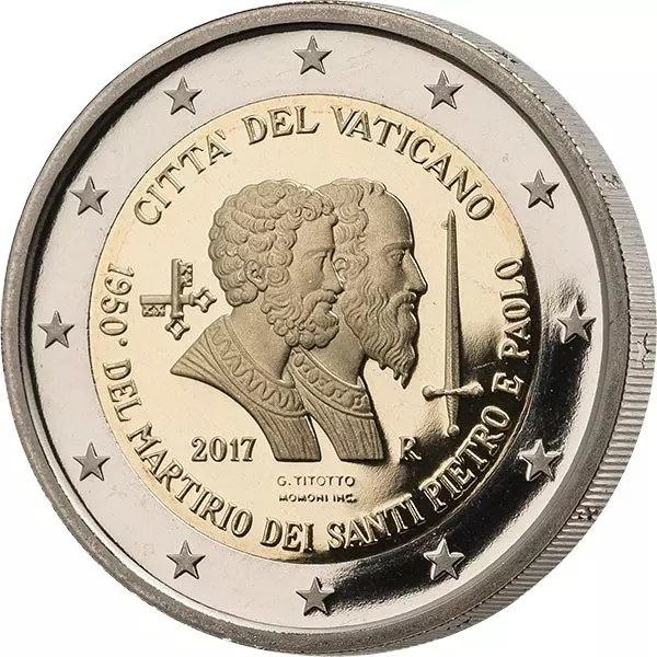 2 Euro Vatikan Ersttagsedition 1950. Jahrestag des Martyriums von Sankt Peter & Sankt Paulus 2017