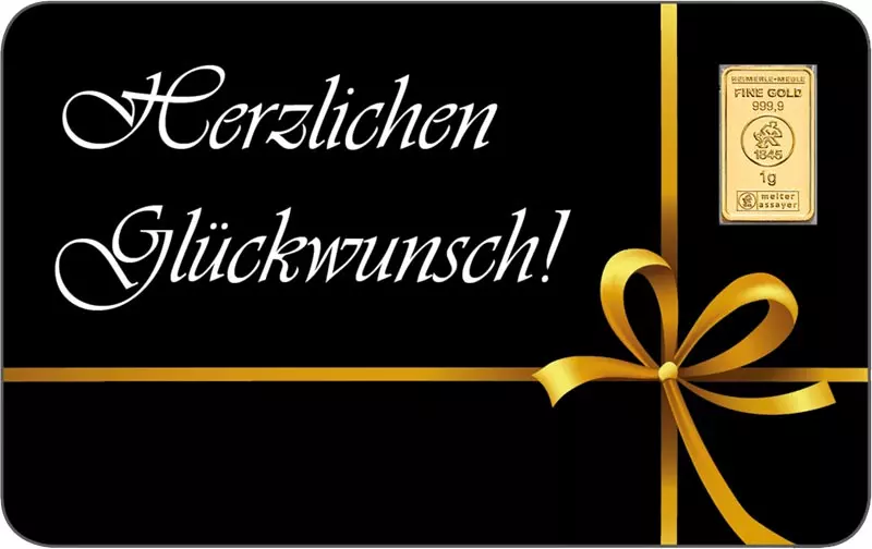 1 Gramm Gold Heimerle & Meule Finecard - Herzlichen Glückwunsch
