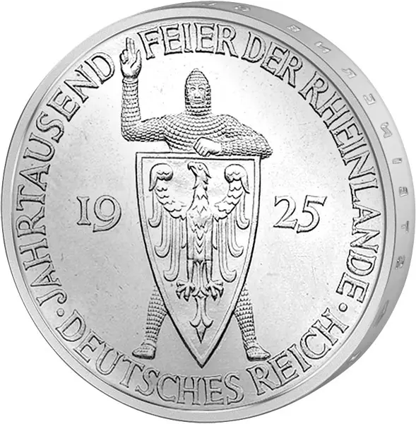 3 Reichsmark Weimarer Republik Jahrtausendfeier der Rheinlande 1925 sehr schön bis vorzüglich