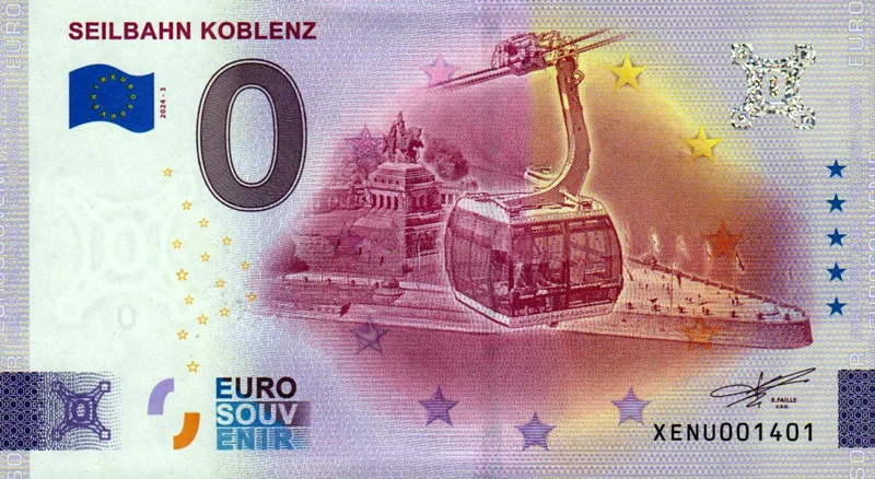 0-Euro-Banknote BRD Seilbahn Koblenz 2024