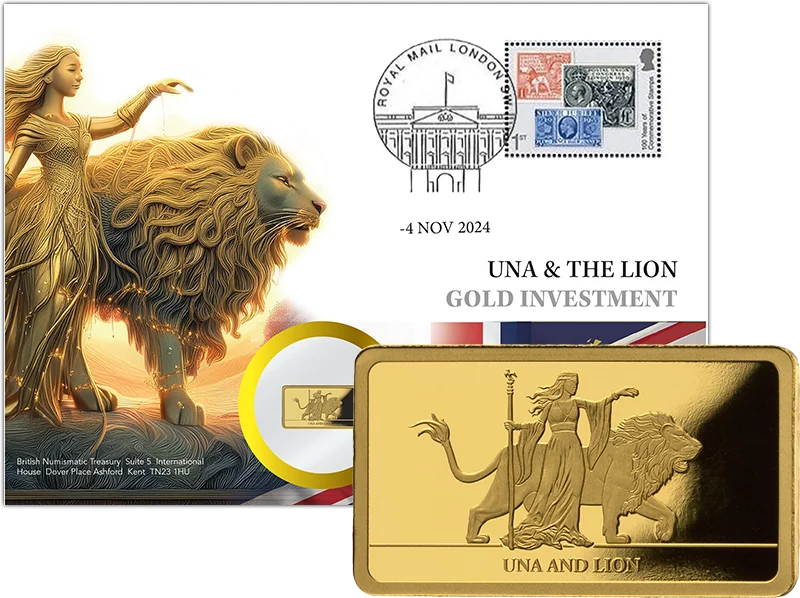 Numisbrief Großbritannien Goldbarren Una und der Löwe 2024