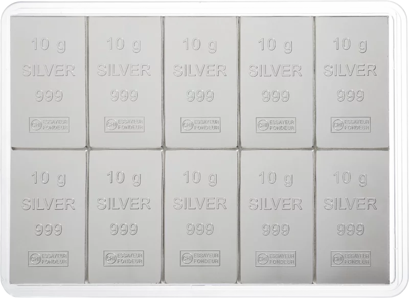 10 x 10 Gramm Silber-Knickbarren CombiBar