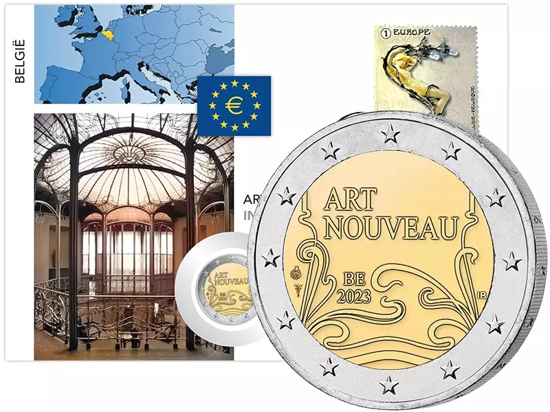 2 Euro Numisbrief Belgien Jugendstil Brüssel 2023