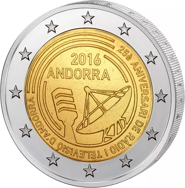 2 Euro Andorra 25 Jahre öffentlich-rechtlicher Rundfunk in Andorra 2016