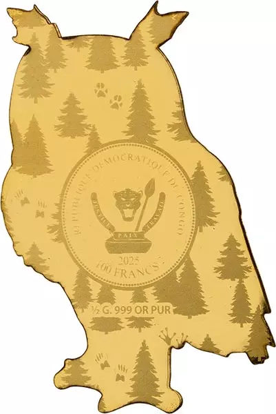 100 Francs Kongo Wildlife in Golden Shapes Uhu 2025